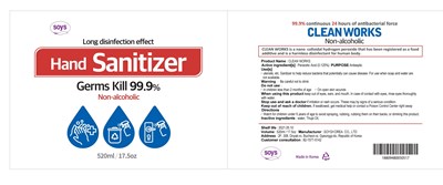 CLEAN WORKS 520ml Label.jpg 520ml NDC: 77166-201-01 Label - CLEAN WORKS 520ml Label